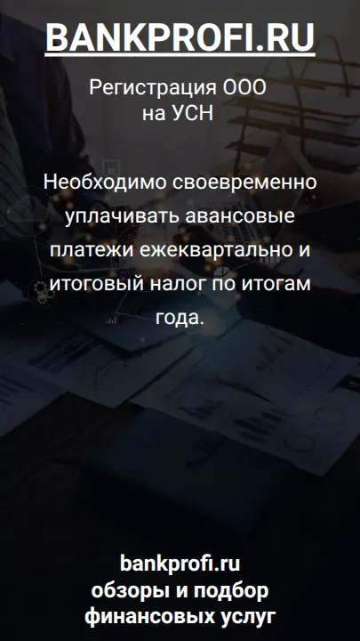 Необходимо своевременно уплачивать авансовые платежи ежеквартально и итоговый налог по итогам года.