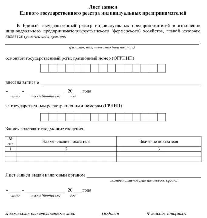 Пустой лист ОГРНИП