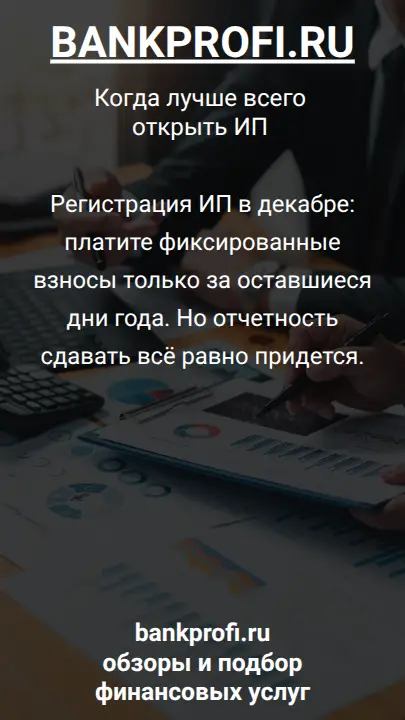 Регистрация ИП в декабре: платите фиксированные взносы только за оставшиеся дни года. Но отчетность сдавать всё равно придется.