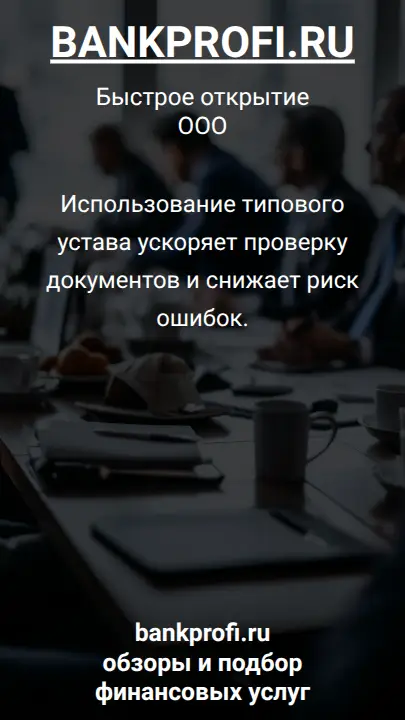 Использование типового устава ускоряет проверку документов и снижает риск ошибок.