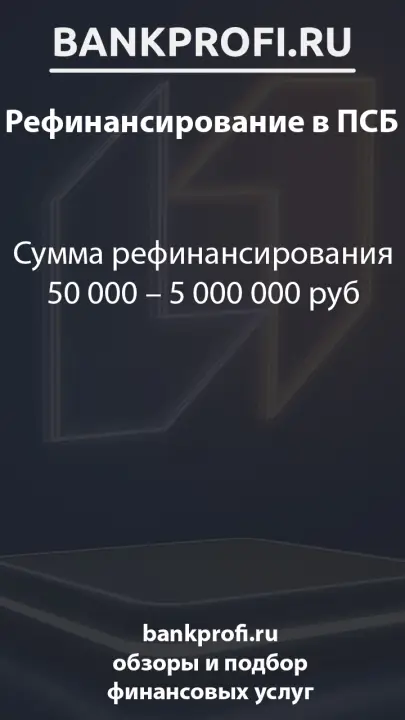 Сумма рефинансирования 50 000 – 5 000 000 руб