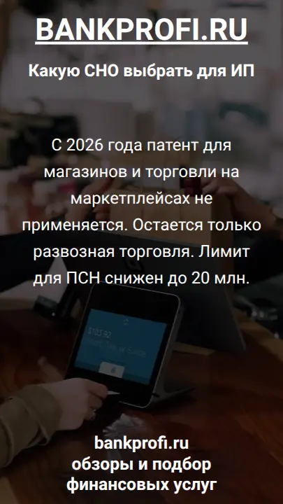 С 2026 года патент для магазинов и торговли на маркетплейсах не применяется. Остается только развозная торговля. Лимит для ПСН снижен до 20 млн.