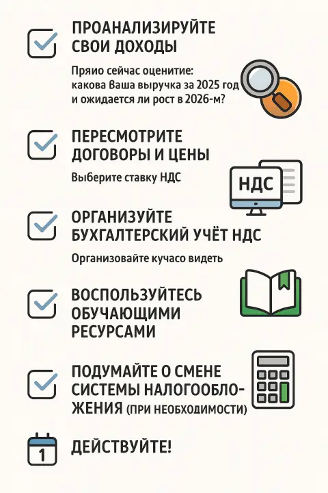 Что делать дальше: как подготовиться ИП к НДС с 2026 года