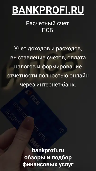 Учет доходов и расходов, выставление счетов, оплата налогов и формирование отчетности полностью онлайн через интернет-банк.