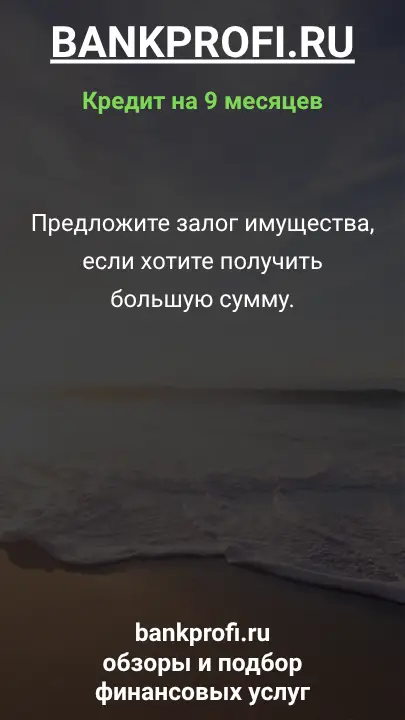 Предложите залог имущества, если хотите получить большую сумму.