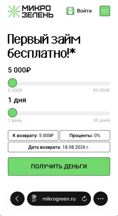 Как получить займ в Микро Зелень
