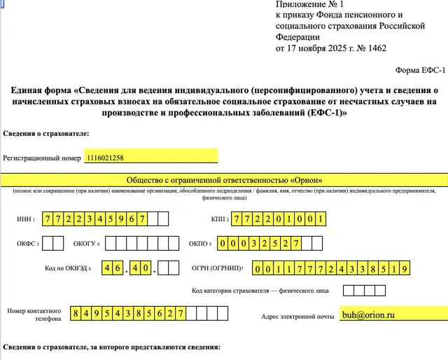 шаблон ЕФС-1 (Раздел 2)
