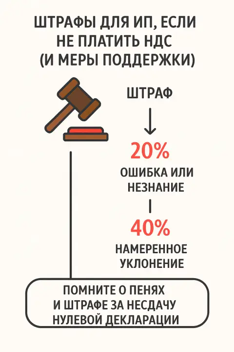 Штрафы для ИП, если не платить НДС (и меры поддержки)