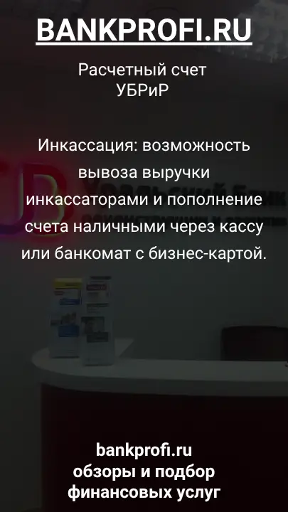 Инкассация: возможность вывоза выручки инкассаторами и пополнение счета наличными через кассу или банкомат с бизнес-картой.