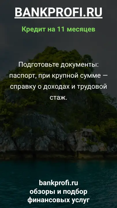 Подготовьте документы: паспорт, при крупной сумме — справку о доходах и трудовой стаж.