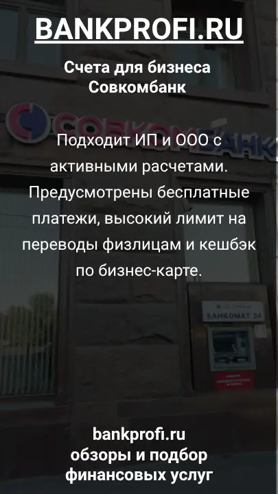 Подходит ИП и ООО с активными расчетами. Предусмотрены бесплатные платежи, высокий лимит на переводы физлицам и кешбэк по бизнес-карте.