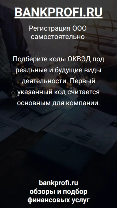 Подберите коды ОКВЭД под реальные и будущие виды деятельности. Первый указанный код считается основным для компании.