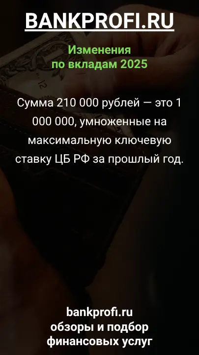 Сумма 210 000 рублей — это 1 000 000, умноженные на максимальную ключевую ставку ЦБ РФ за прошлый год.