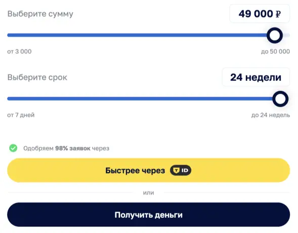 Заявка на займ