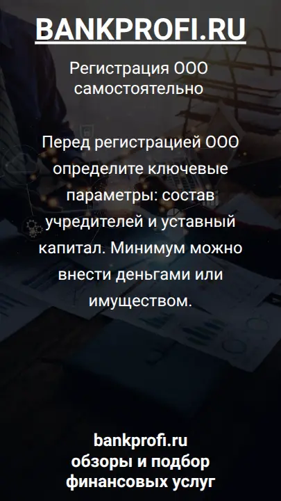 Перед регистрацией ООО определите ключевые параметры: состав учредителей и уставный капитал. Минимум можно внести деньгами или имуществом.