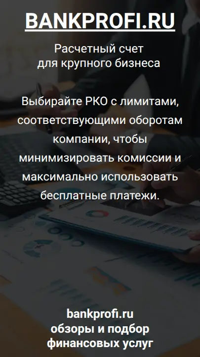 Выбирайте РКО с лимитами, соответствующими оборотам компании, чтобы минимизировать комиссии и максимально использовать бесплатные платежи.
