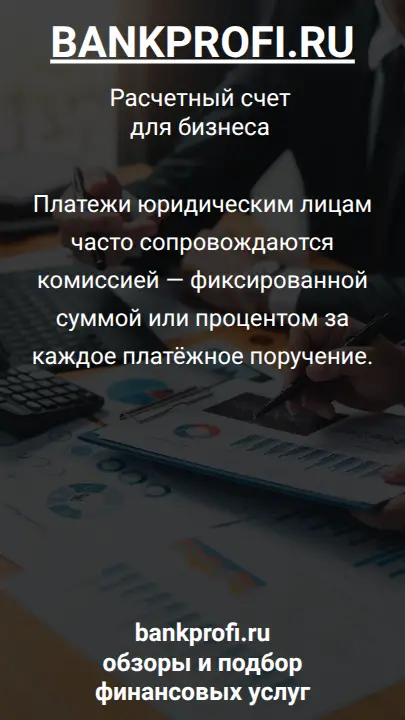 Платежи юридическим лицам часто сопровождаются комиссией — фиксированной суммой или процентом за каждое платёжное поручение.