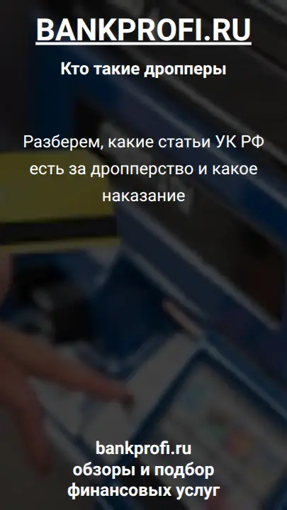 Разберем, какие статьи УК РФ есть за дропперство и какое наказание