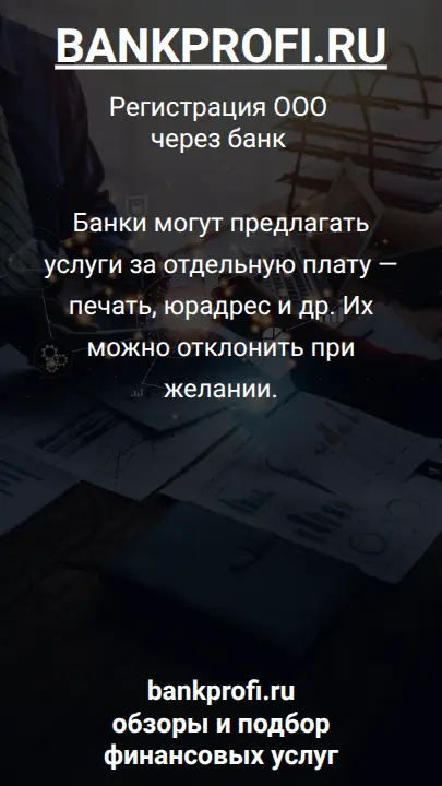 Банки могут предлагать услуги за отдельную плату — печать, юрадрес и др. Их можно отклонить при желании.