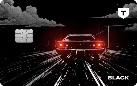 Карта с кэшбэком на АЗС по акции от Т-Банк, дизайн с машиной