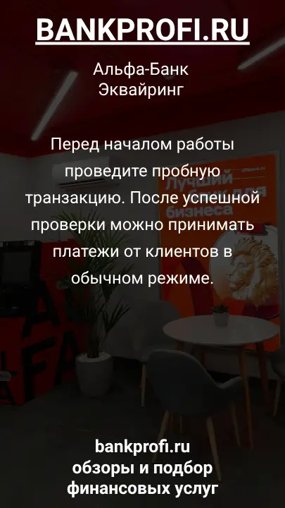 Перед началом работы проведите пробную транзакцию. После успешной проверки можно принимать платежи от клиентов в обычном режиме.