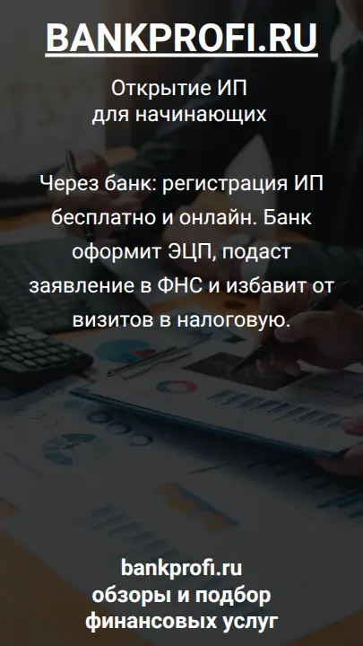 Через банк: регистрация ИП бесплатно и онлайн. Банк оформит ЭЦП, подаст заявление в ФНС и избавит от визитов в налоговую.