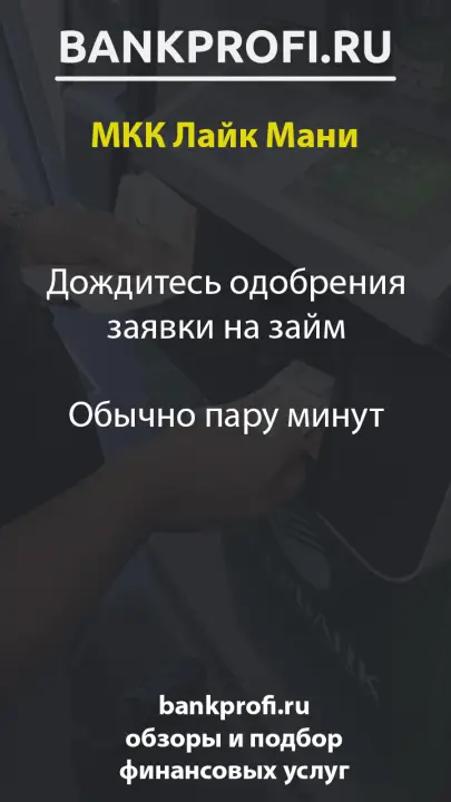 Дождитесь одобрения заявки на займ  Обычно пару минут