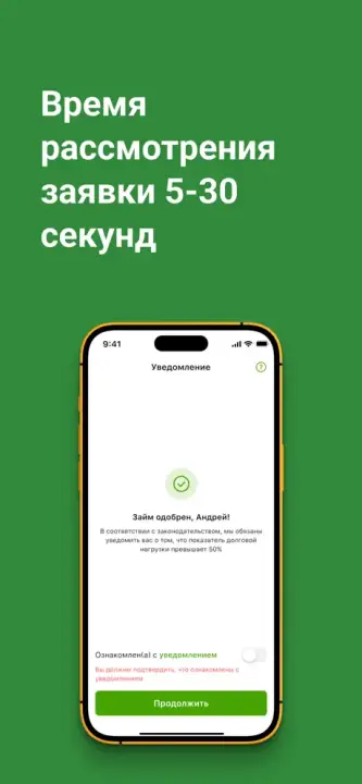 Займер приложение, скрин 2