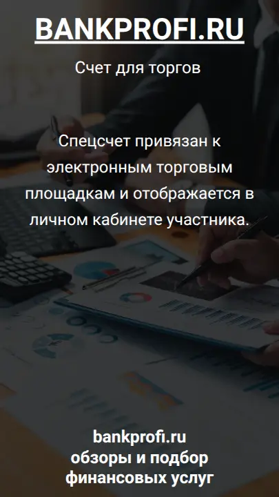 Спецсчет привязан к электронным торговым площадкам и отображается в личном кабинете участника.