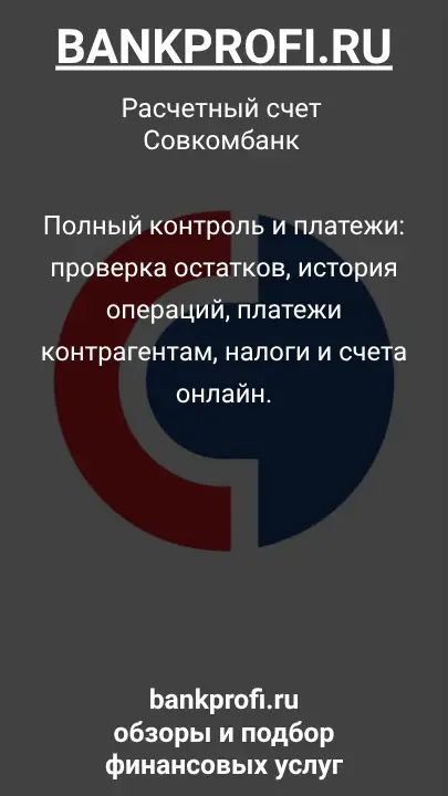Полный контроль и платежи: проверка остатков, история операций, платежи контрагентам, налоги и счета онлайн.